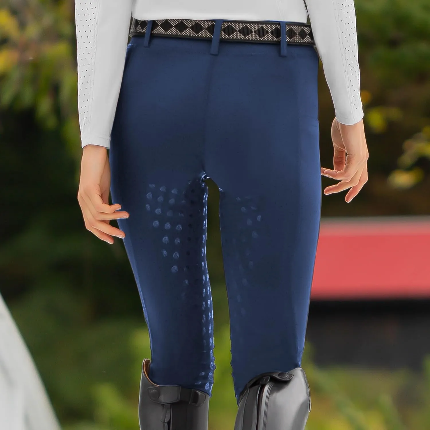 Equinavia Classic Womens Equestrian Silicone Knee Patch Breeches with Phone Pockets | Horse Riding Pants Schooling Tights