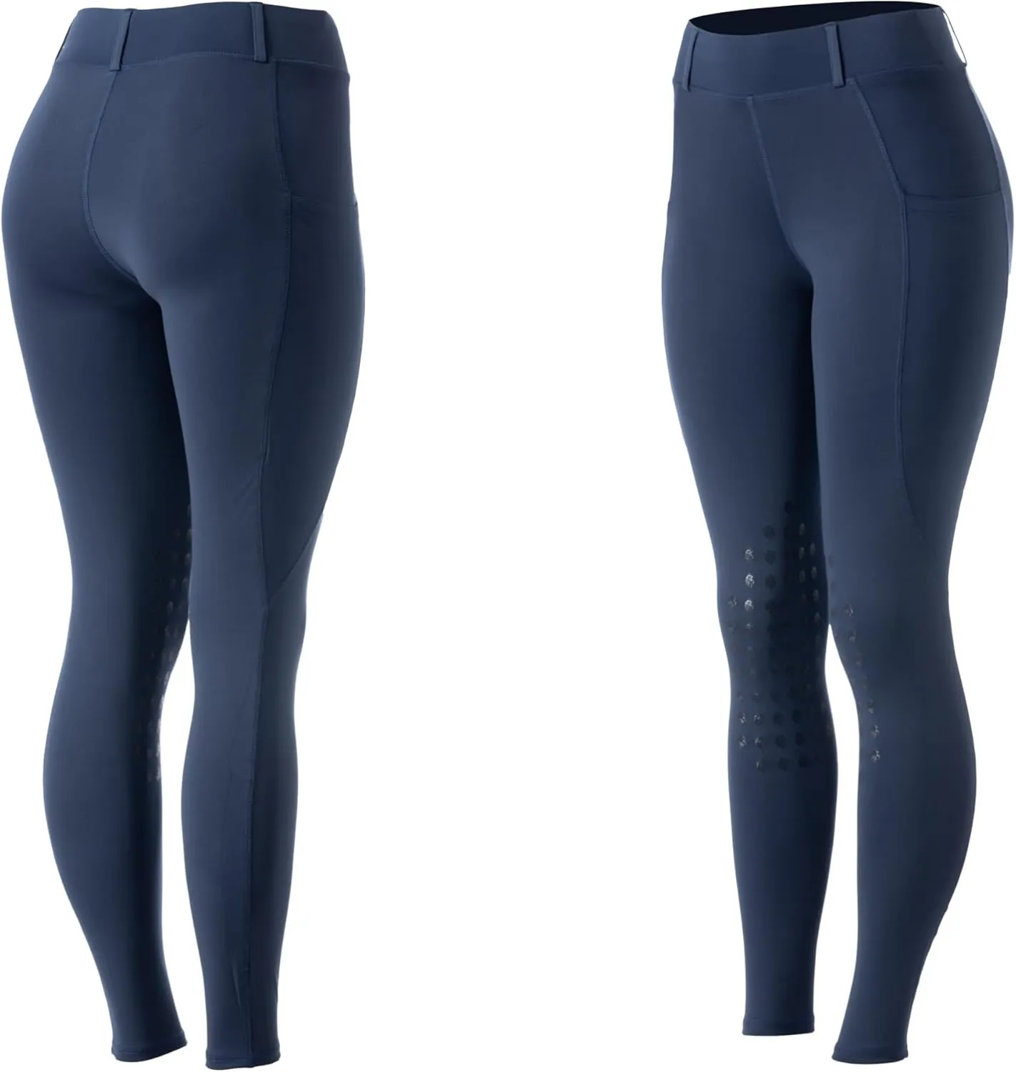 Equinavia Classic Womens Equestrian Silicone Knee Patch Breeches with Phone Pockets | Horse Riding Pants Schooling Tights