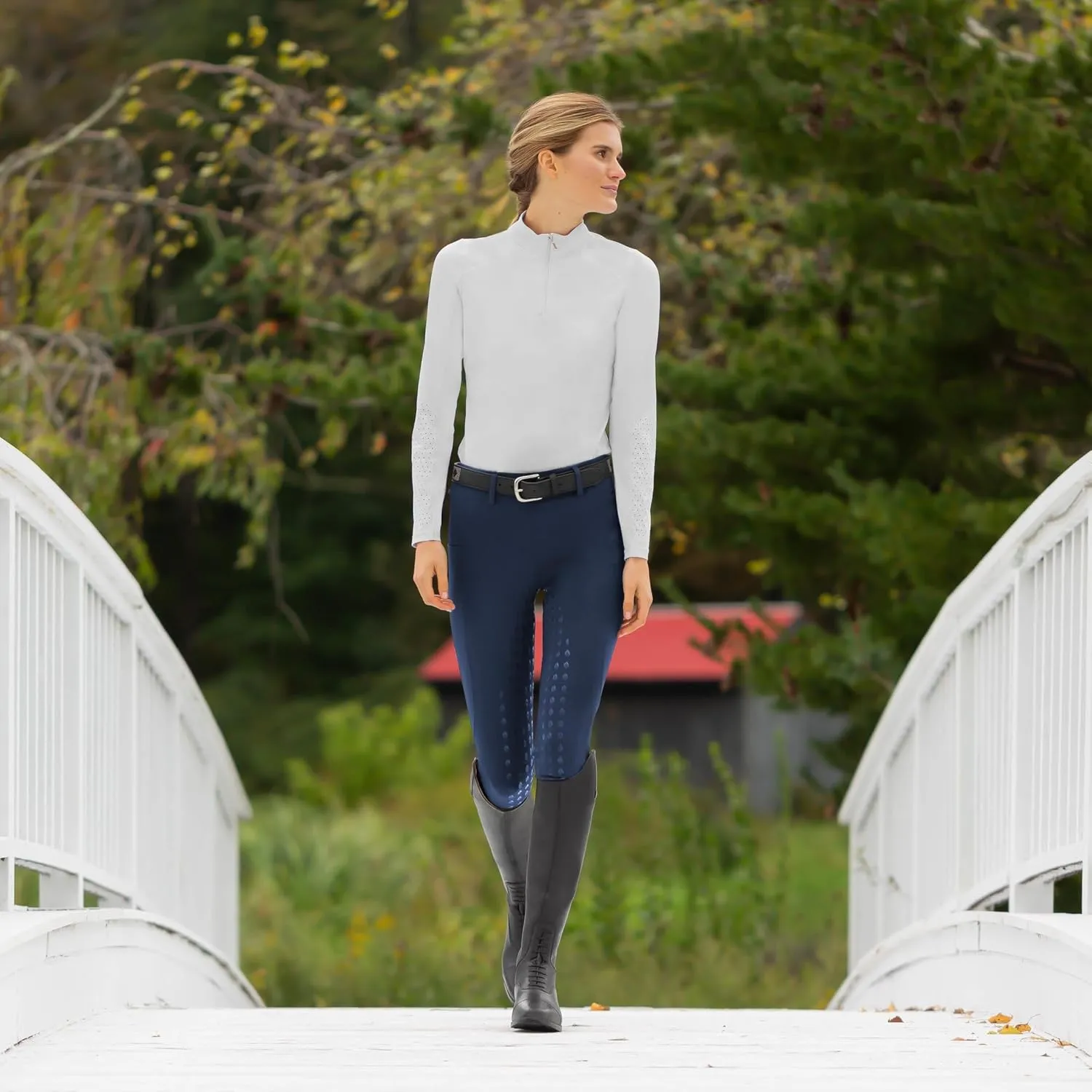 Equinavia Classic Womens Equestrian Silicone Knee Patch Breeches with Phone Pockets | Horse Riding Pants Schooling Tights
