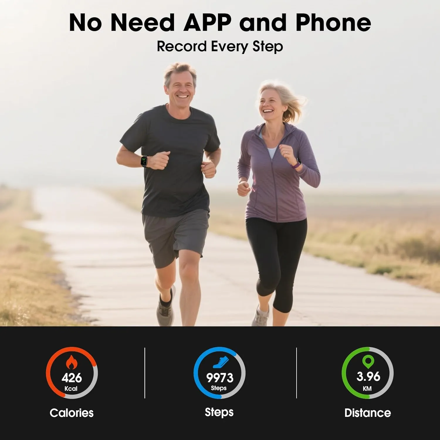 EURANS Smart Watch No App/Phone Required, Long Battery Life Fitness Tracker Watch,HD Screen, Waterproof Activity Tracker with Step Counter for Walking, Pedometer, Calories Tracker for Men Women