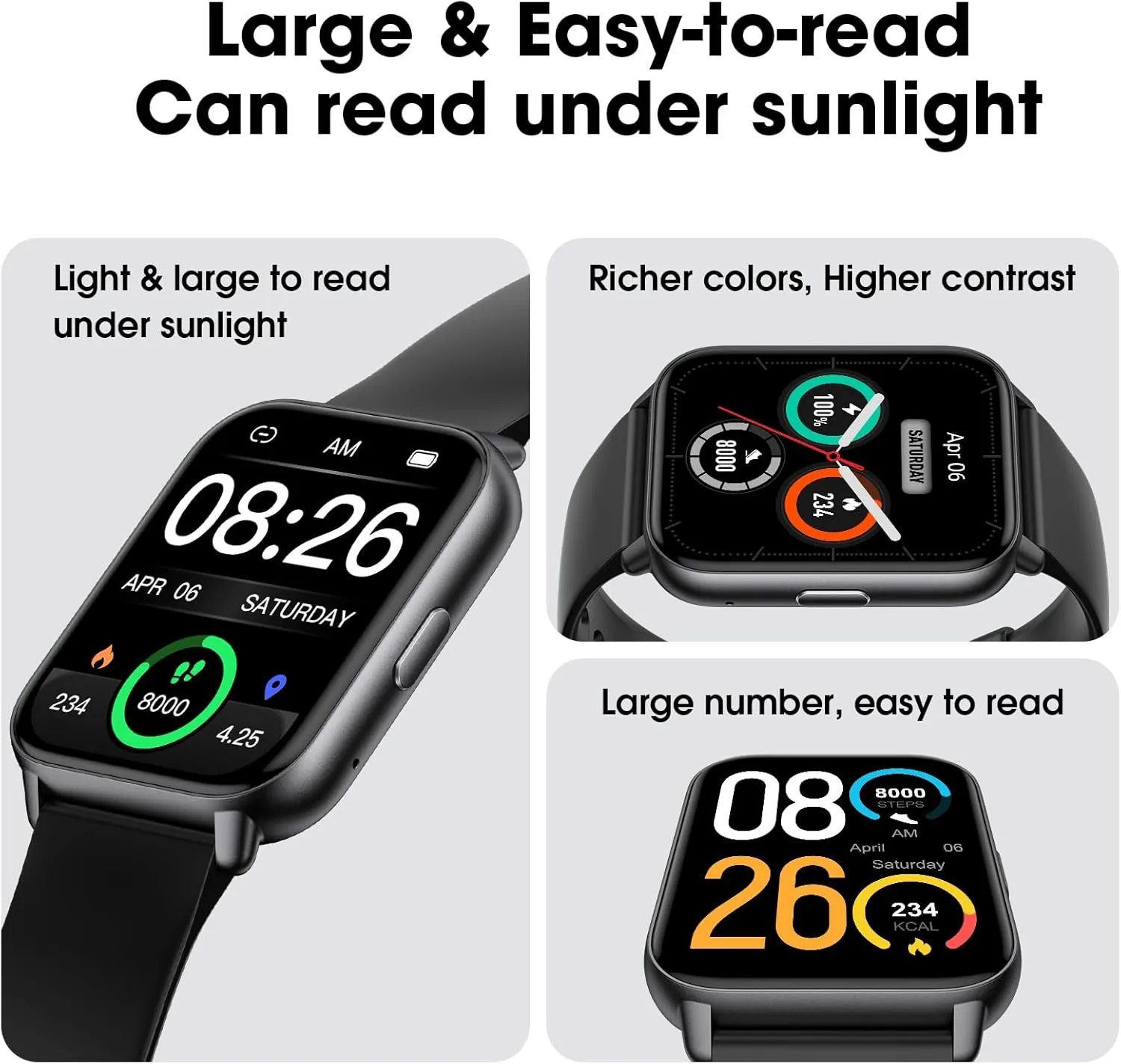 EURANS Smart Watch No App/Phone Required, Long Battery Life Fitness Tracker Watch,HD Screen, Waterproof Activity Tracker with Step Counter for Walking, Pedometer, Calories Tracker for Men Women