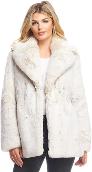 Fabulous-Furs Donna Salyers Pearl Mink Faux Fur Couture Notch Collar Coat, Pearl Mink, X-Large