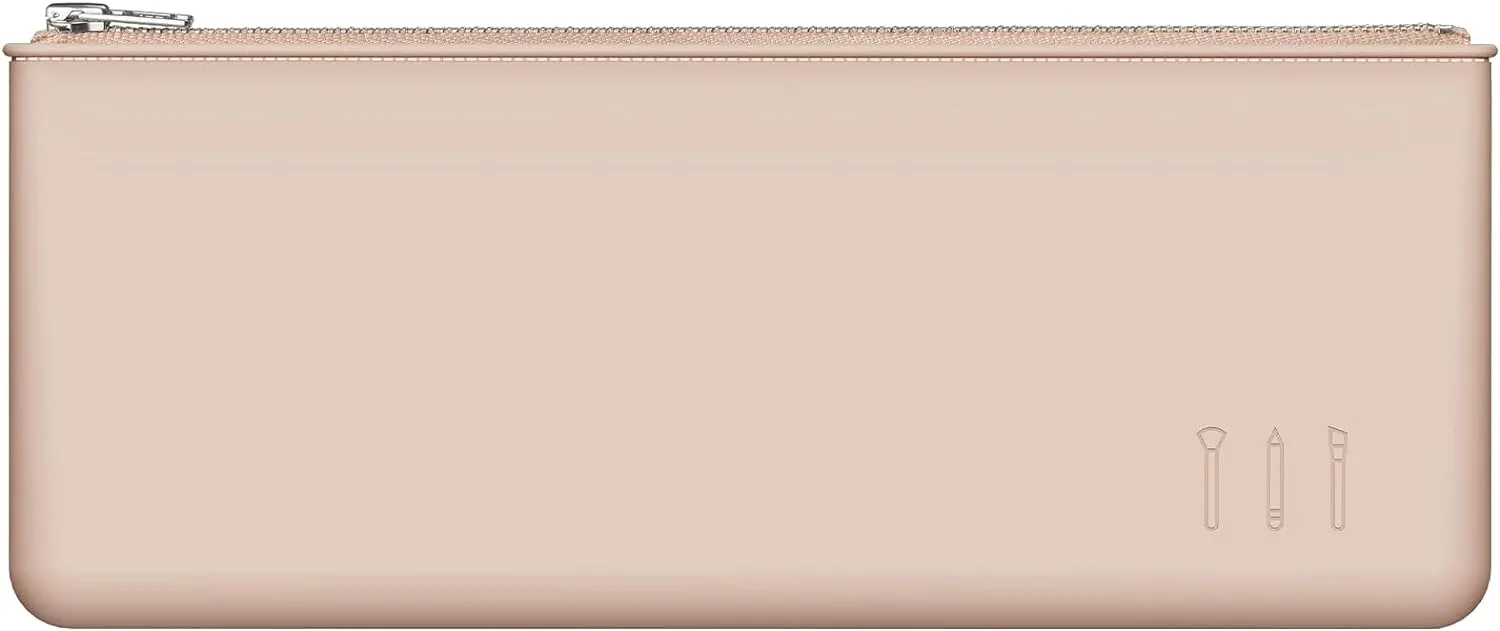 FERYES Silicone Makeup Brush Bag – Elegant Cosmetic Brushes Pouch Bag with YKK Zipper, Travel Makeup Tools Organizer Bag -Khaki