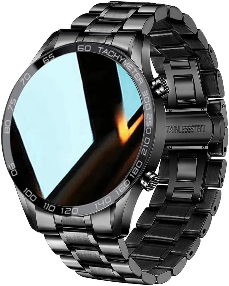 FILIEKEU Men Smart Watch for Android iOS, Bluetooth Calls Voice Chat with Heart Rate/Sleep Monitor Fitness Tracker, 1.3" Full Touch Screen IP67 Waterproof Stainless Steel Activity Tracker for Men