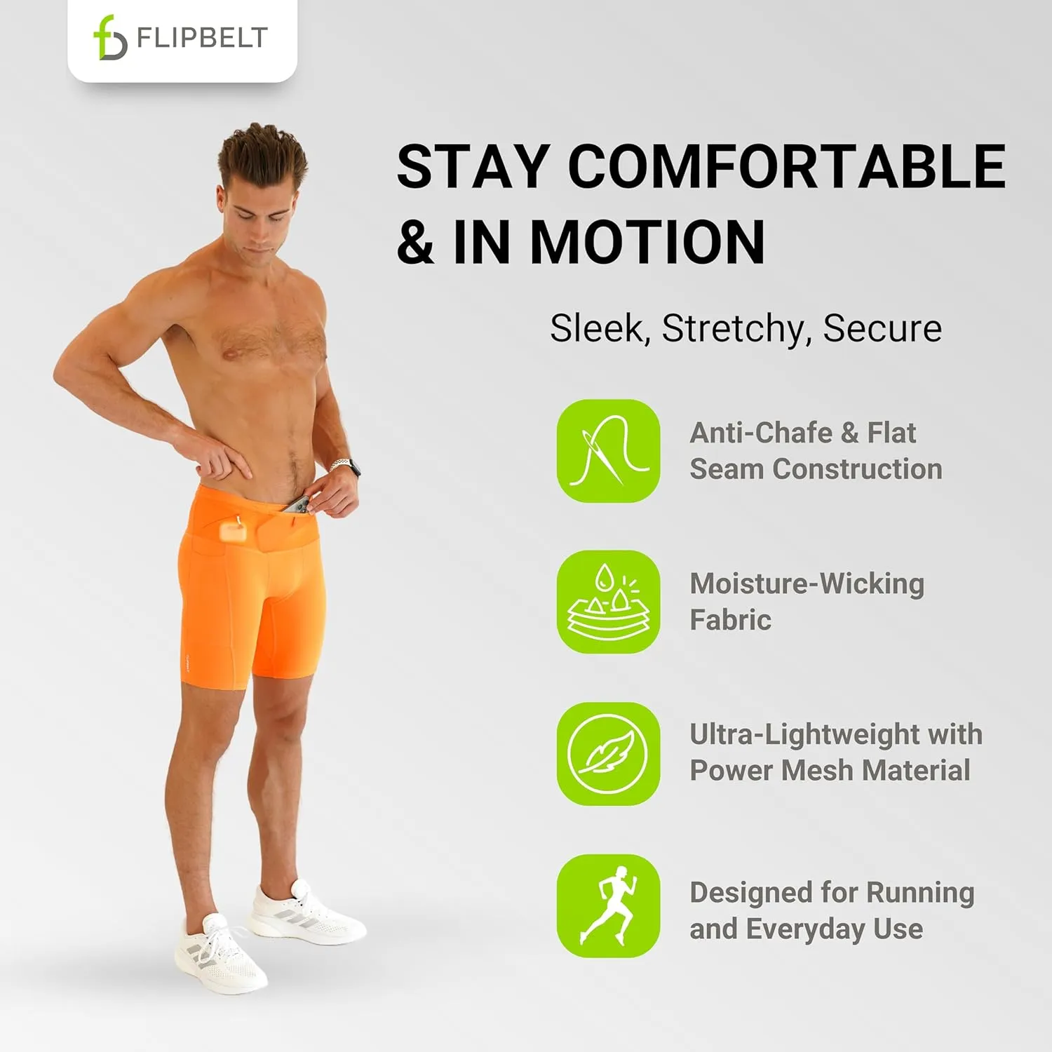 FlipBelt Men's Running Compression Shorts with Pockets - Secure Your Phone, Keys and Even Water Bottles - USA Small Business