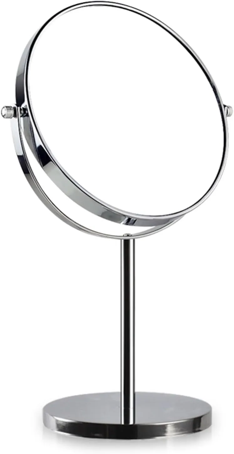 FLIPP Desktop High Definition Makeup Mirror,Vanity Mirror,Double Sided Mirror,360 Degree Swivel Desktop Vanity Mirror,Bedroom High Definition Makeup Mirror(Silver)