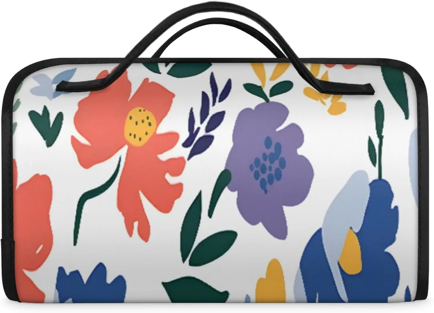 Flower Scenery Toiletry Bag Water Proof Travel Makeup Case Large Capacity 4 in 1 Foldable Cosmetics Storage for Women Men Removable Zipper Clear PVC Pockets