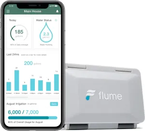 Flume2 Smart Home Water Monitor and Leak Detector – Real-Time Water Usage Tracking, Easy Installation, No Plumbing Required