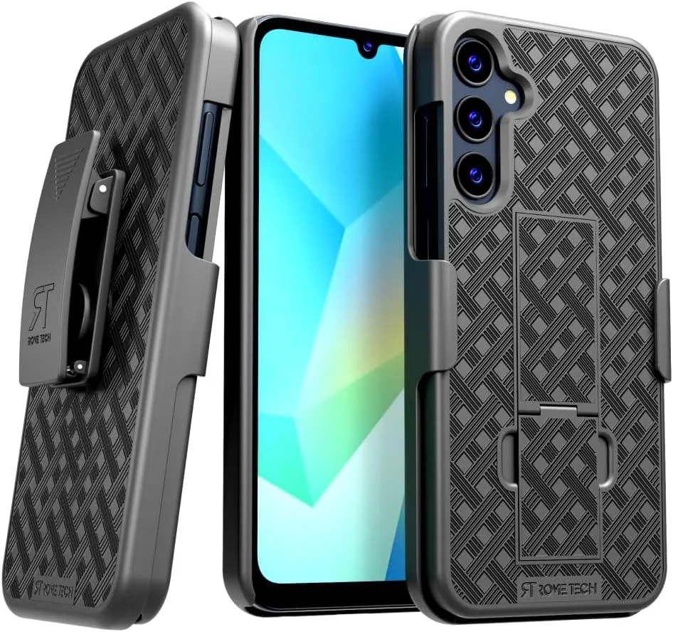 for Samsung Galaxy A16 Case with Belt Clip Holster, Kickstand Slim Cover Phone Galaxy A16 Case - Black