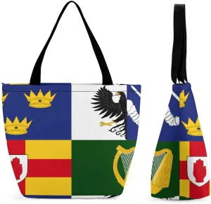 Four Provinces of Ireland Flag Women's Tote Bag Casual Shopping Bags Fashion Handbags Gifts for Travel Work Holiday