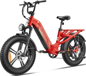 FREESKY Step-Thru Commuter Electric Bike 1200W Motor 28MPH Adults Ebike - 105 Mile Long Range with 48V 25Ah Samsung Cell Battery, 20x4 Fat Tire All-Terrain Bicycle, Full Suspension for Women & Men