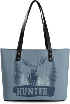 Funny Moose Hunter Purse for Women Casual Tote Bags Purses Ladies Top Handle Shoulder Handbag for Work Travel