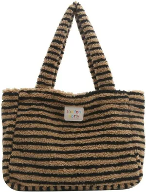 Fuzzy Tote Bag for Women Underarm Bag Shoulder Bag Large Handbag Purse Faux Fur Shopping Dating Bag