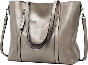 FzVYD Mini Bag Purse for Women,Women's Fashion Handbags Tote Bags Shoulder Bag Top Handle Satchel Purse Set 4pcs Wallet Bag PU Leather Large Bag 2024 Grey