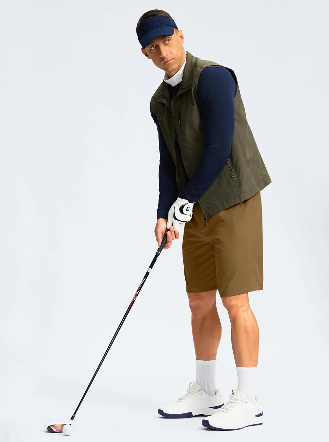 G Gradual Men's Casual Shorts 9" Lightweight Golf Shorts for Men Stretch with 3 Pockets Quick Dry Breathable Work Shorts