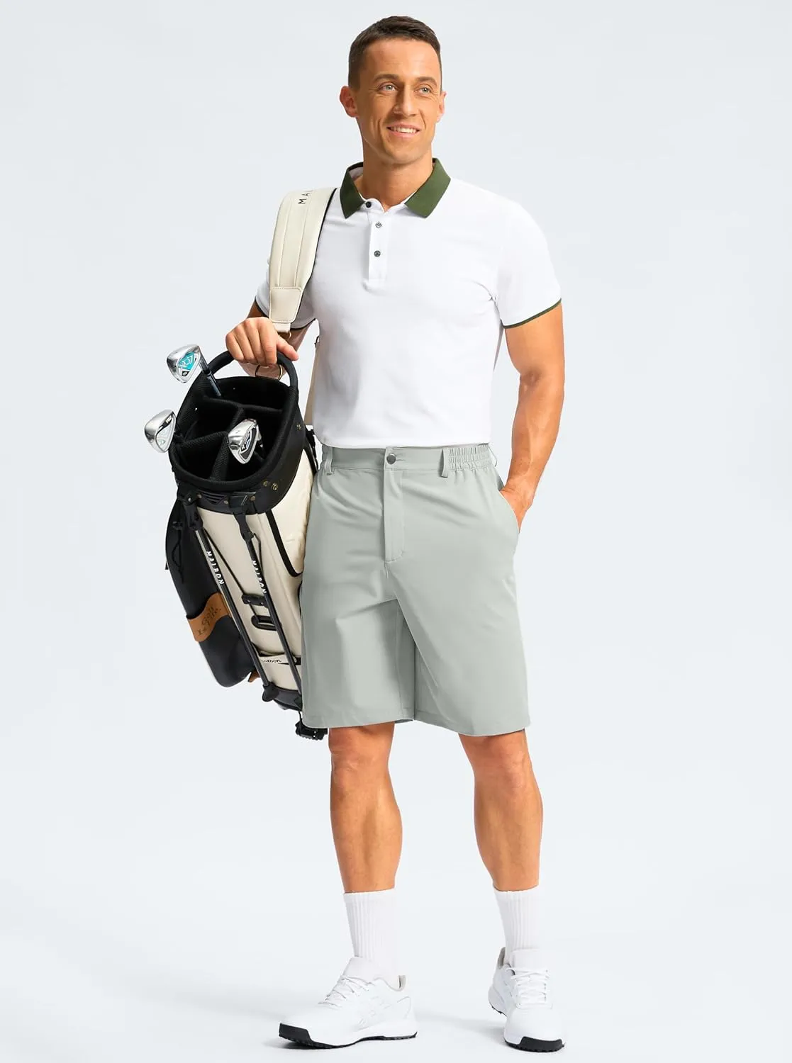 G Gradual Men's Casual Shorts 9" Lightweight Golf Shorts for Men Stretch with 3 Pockets Quick Dry Breathable Work Shorts