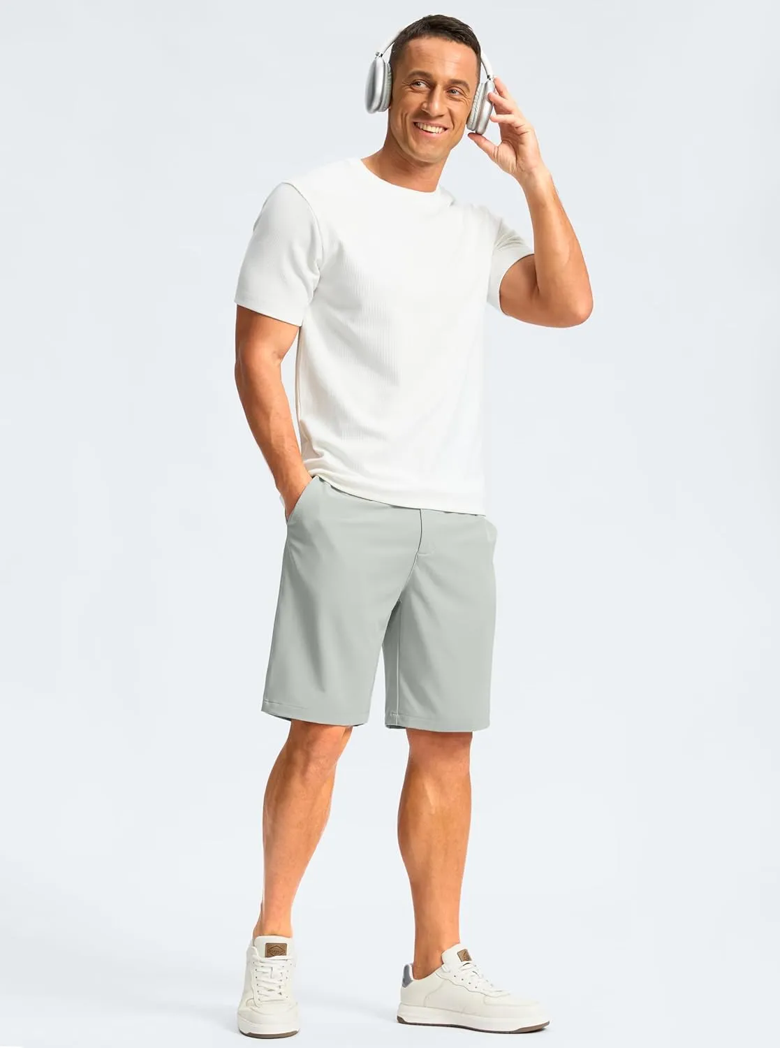 G Gradual Men's Casual Shorts 9" Lightweight Golf Shorts for Men Stretch with 3 Pockets Quick Dry Breathable Work Shorts