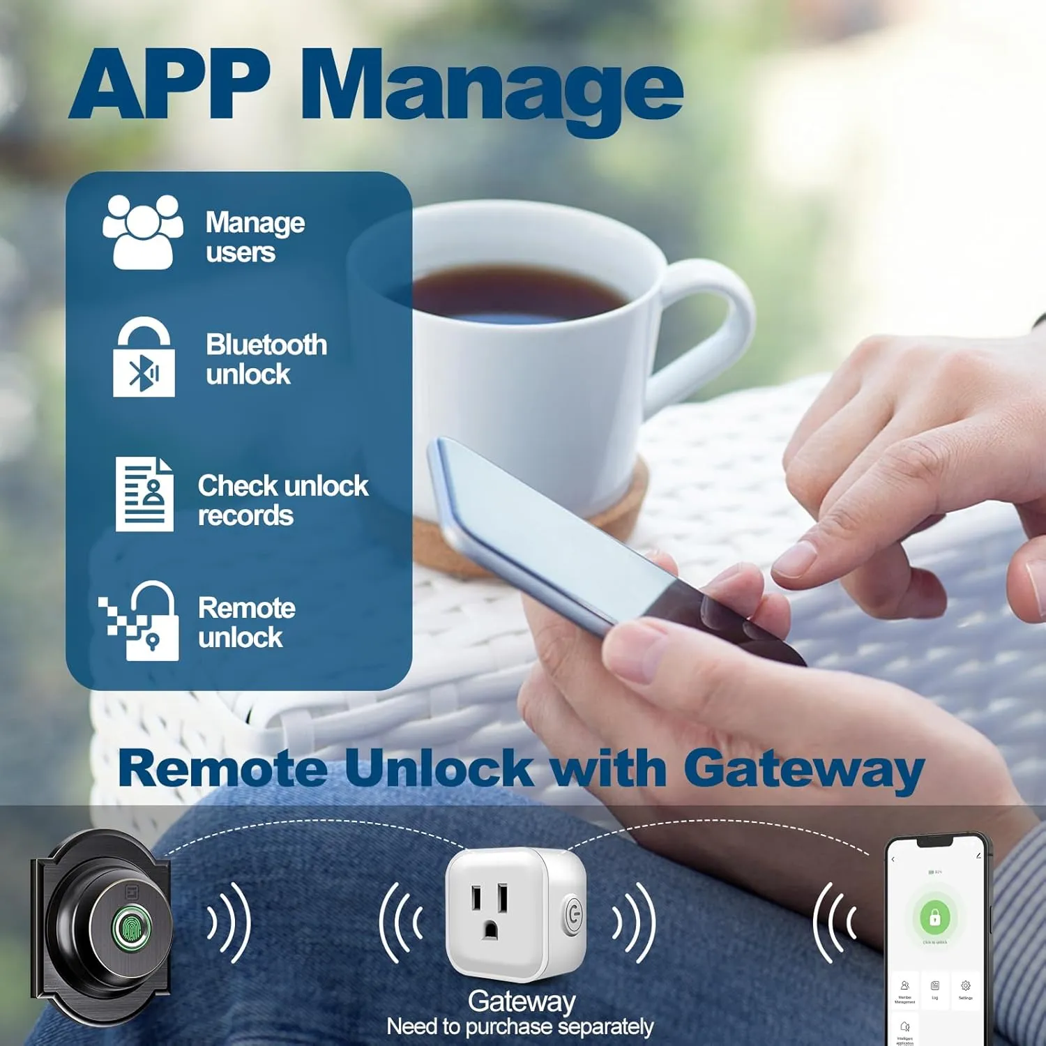 GeekTale Smart Deadbolt Lock, Fingerprint Deadbolt Door Lock with App, Keyless Entry for Front Door