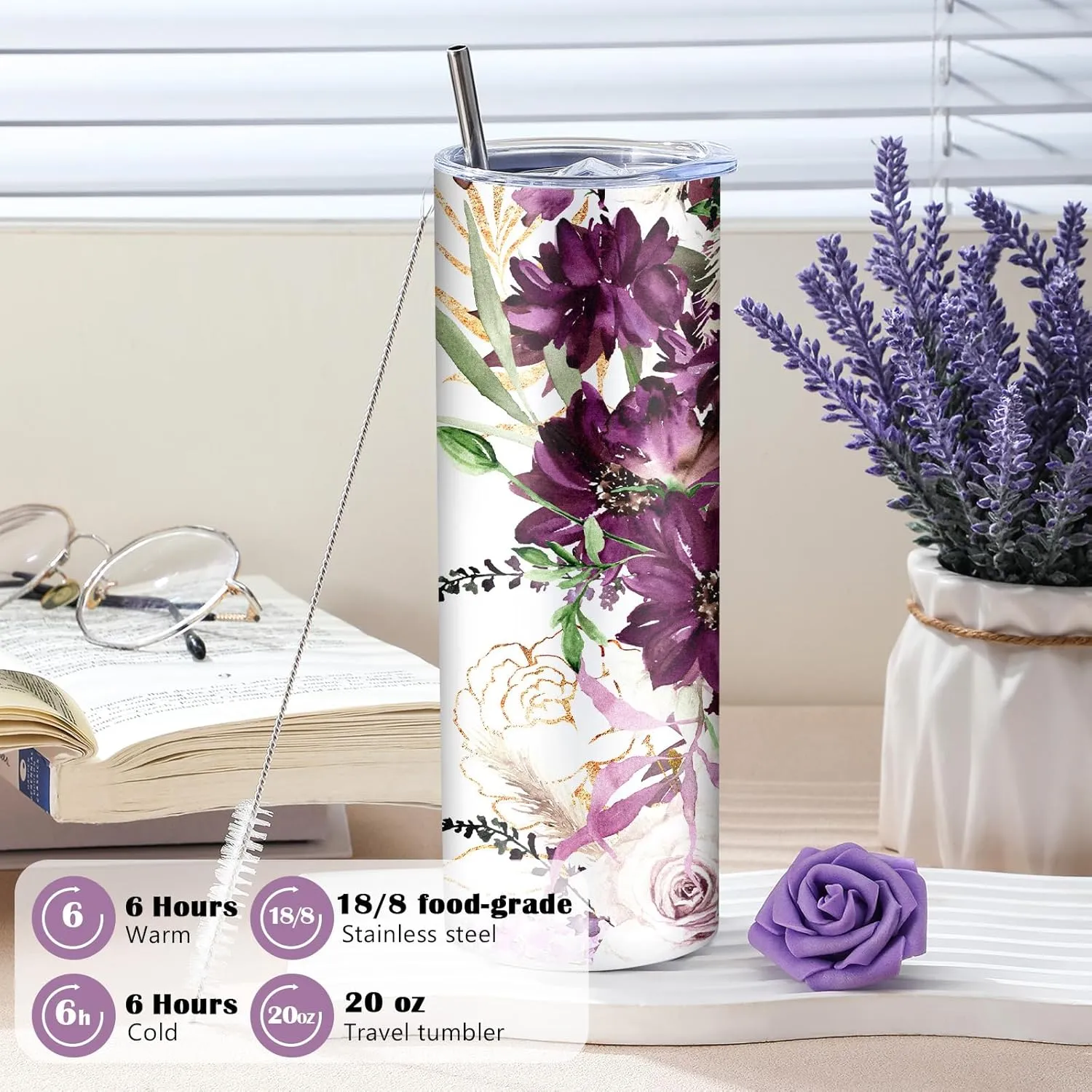 Geiserailie Birthday Gifts Set for Grandma, Christmas Best Grandma Ever Gift Basket from Granddaughter Grandson Grand Kids, Tumbler Bracelet Makeup Bag Set(Purple)
