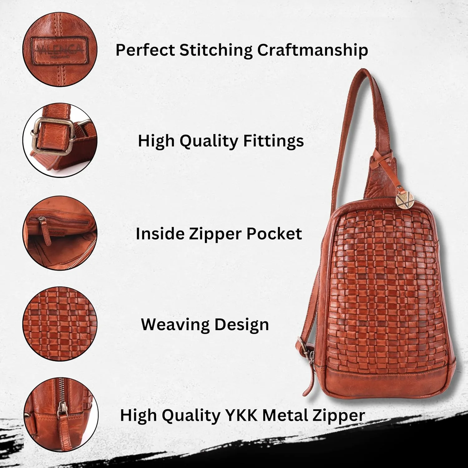 Genuine Leather Body Bag Unisex Trendy Casual Travelling Essentials Kept Bag, Durable Secure Travel Cognac