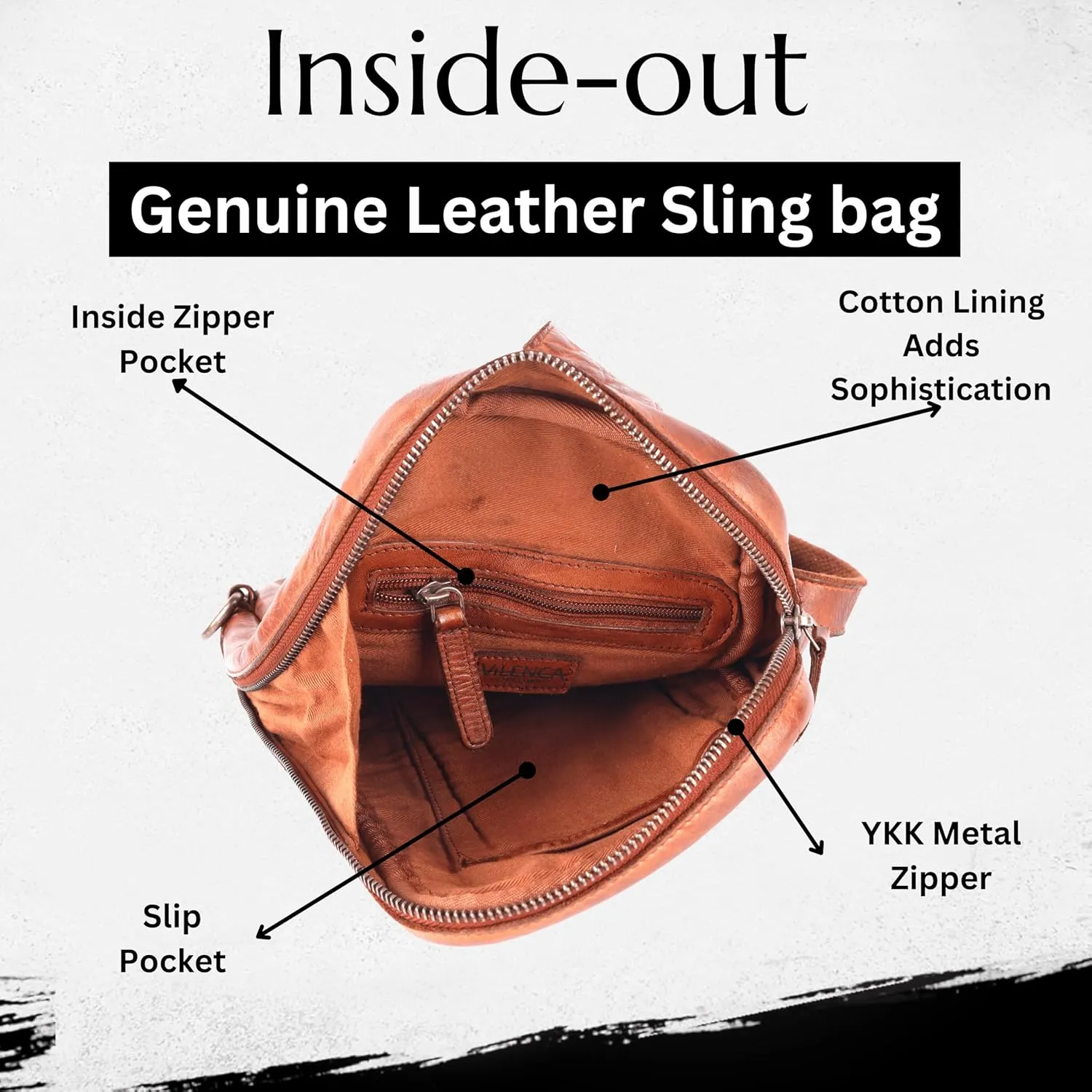 Genuine Leather Body Bag Unisex Trendy Casual Travelling Essentials Kept Bag, Durable Secure Travel Cognac