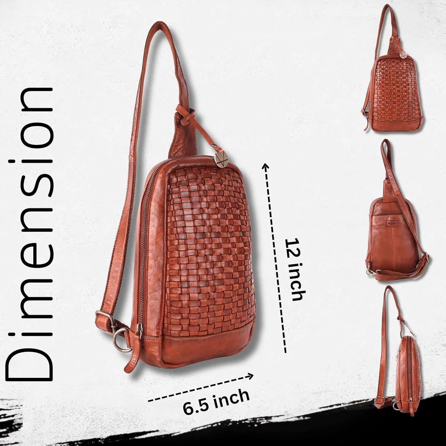 Genuine Leather Body Bag Unisex Trendy Casual Travelling Essentials Kept Bag, Durable Secure Travel Cognac