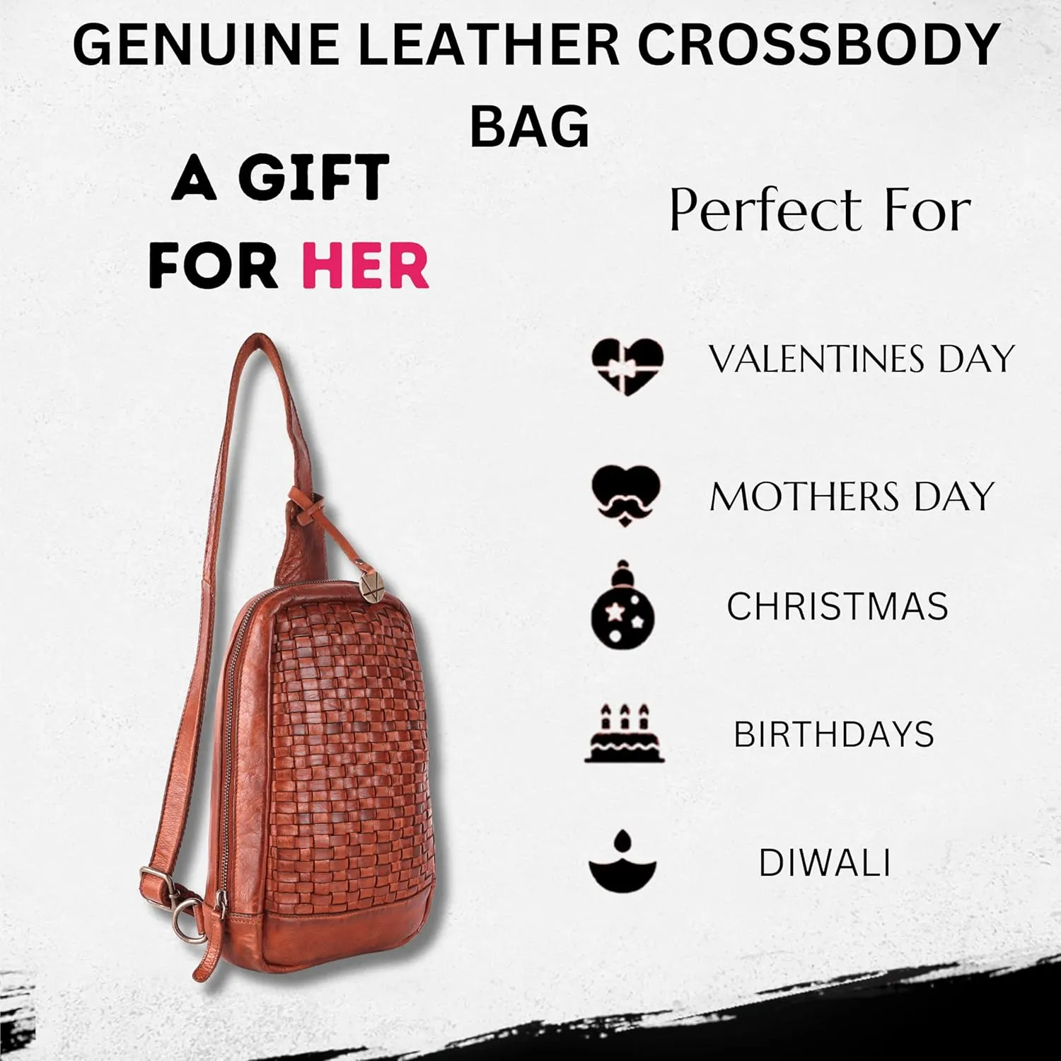 Genuine Leather Body Bag Unisex Trendy Casual Travelling Essentials Kept Bag, Durable Secure Travel Cognac