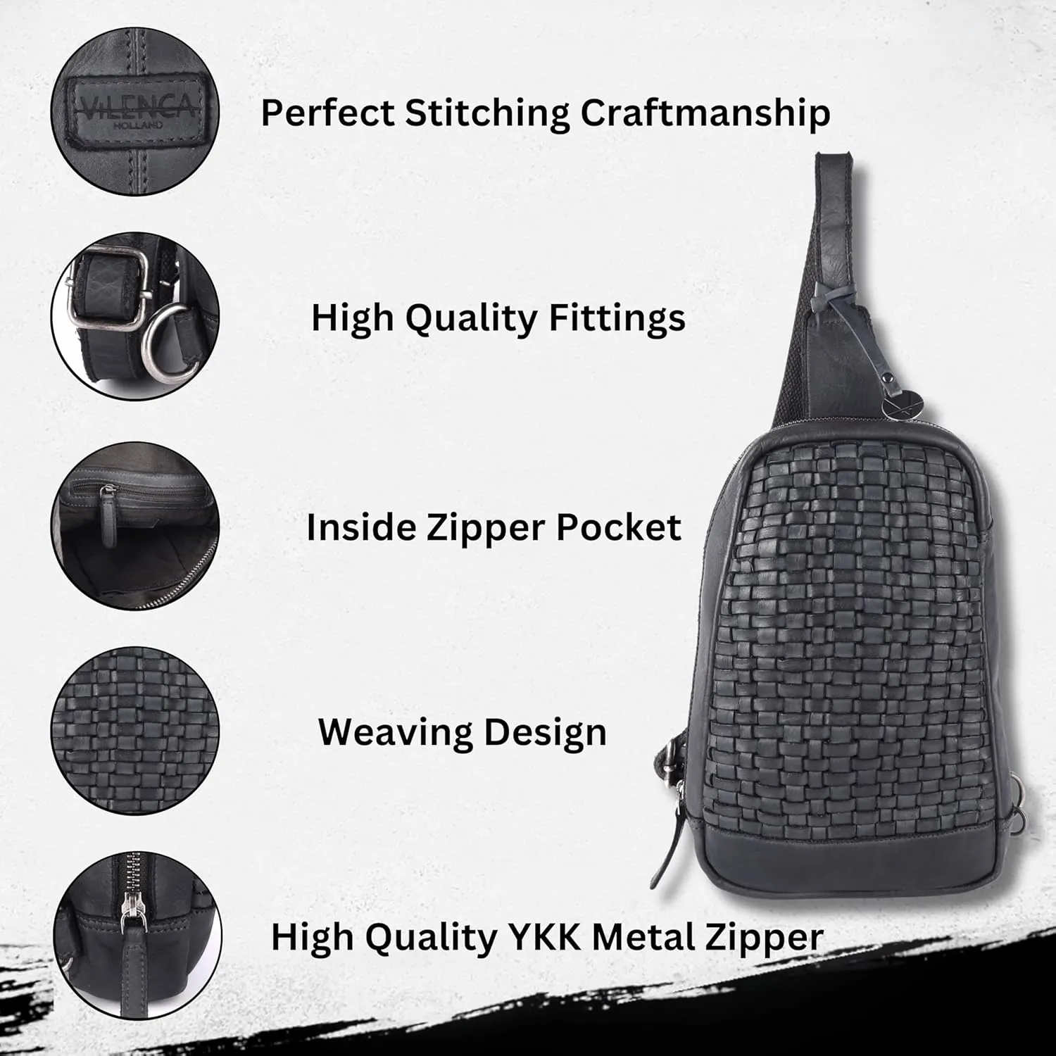 Genuine Leather Body Bag Unisex Trendy Casual Travelling Essentials Kept Bag, Durable Secure Travel Grey