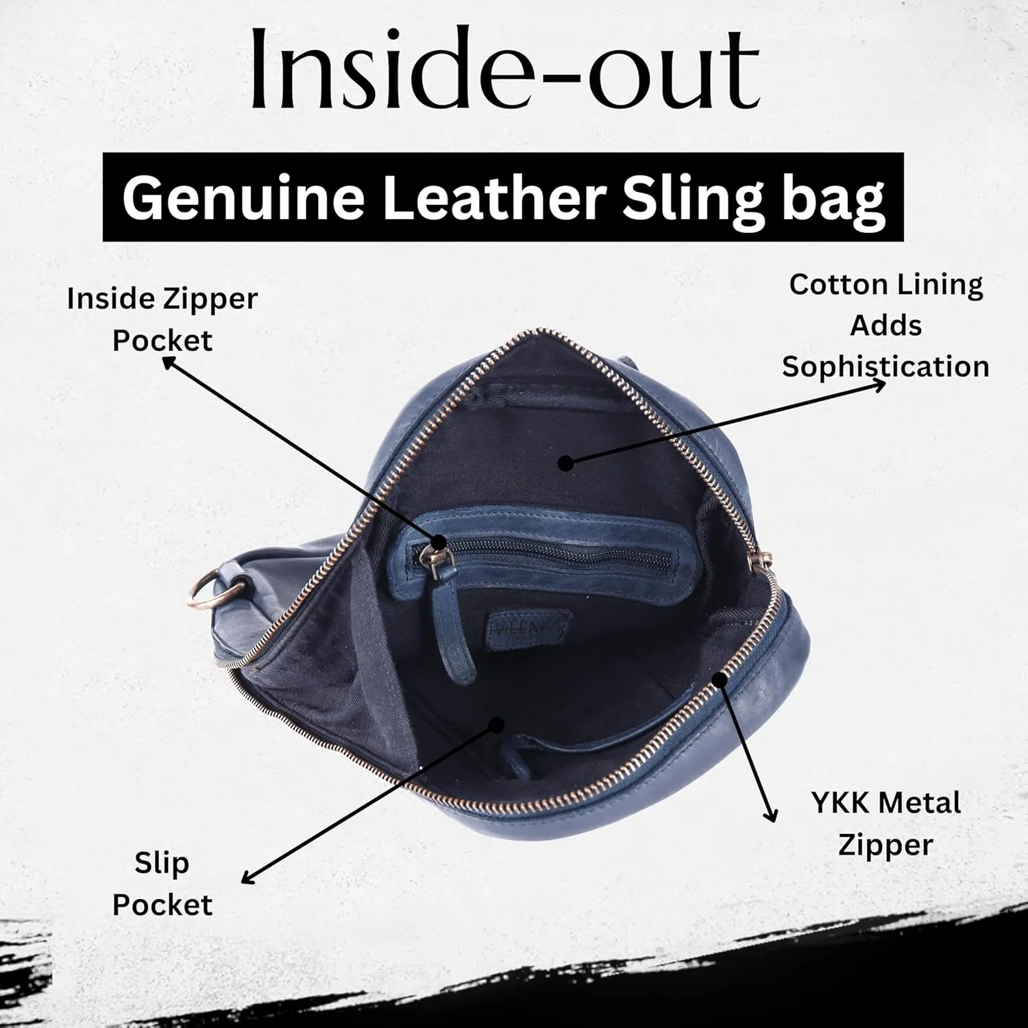 Genuine Leather Body Bag Unisex Trendy Casual Travelling Essentials Kept Bag, Durable Secure Travel Navy