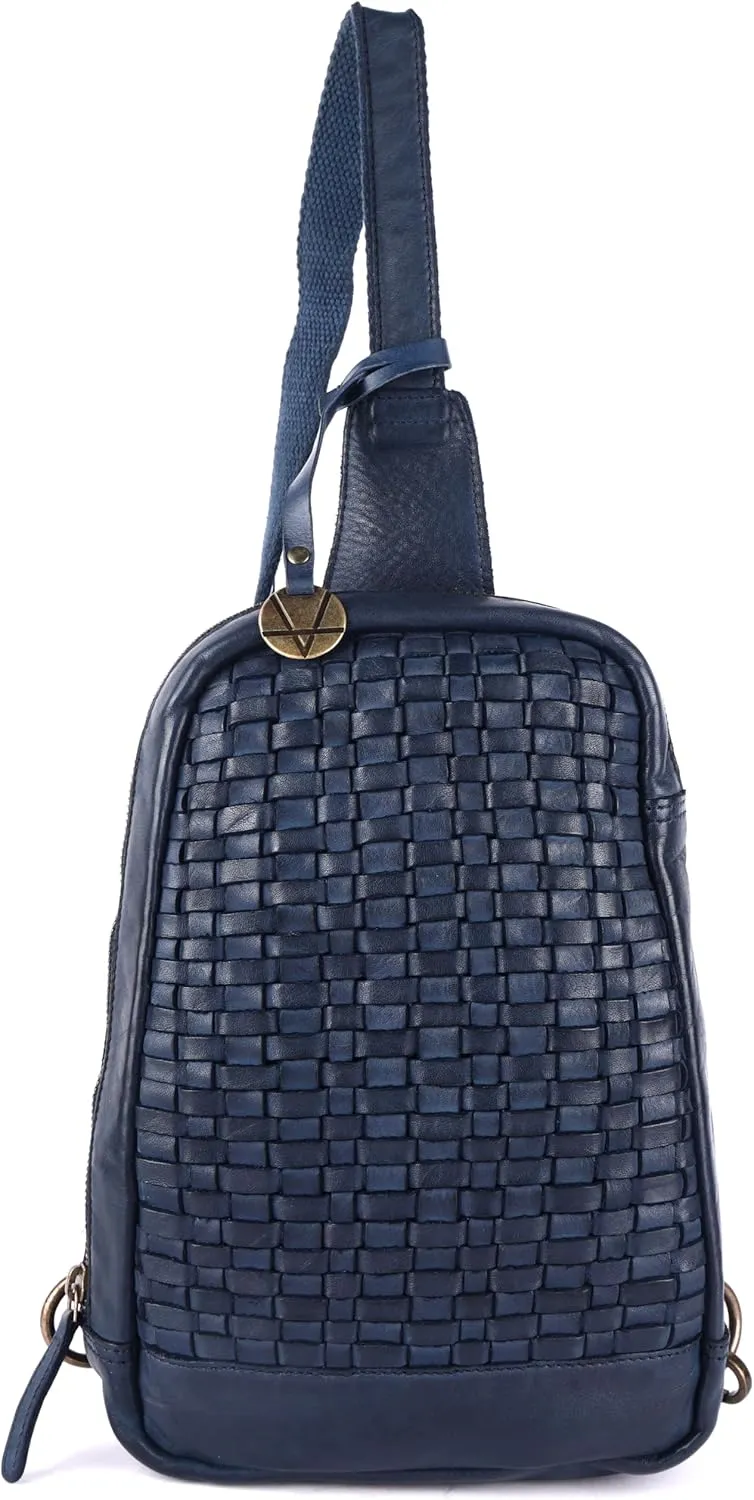 Genuine Leather Body Bag Unisex Trendy Casual Travelling Essentials Kept Bag, Durable Secure Travel Navy