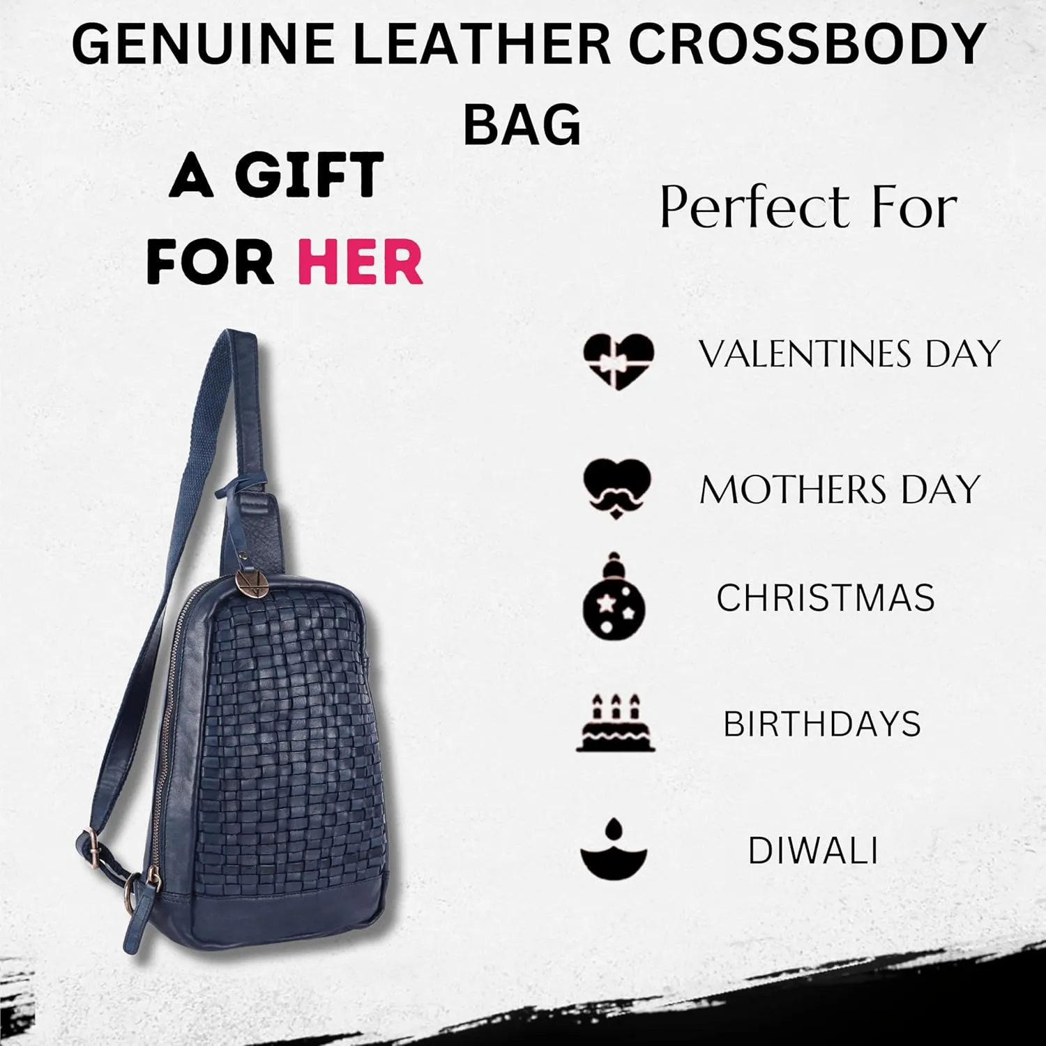Genuine Leather Body Bag Unisex Trendy Casual Travelling Essentials Kept Bag, Durable Secure Travel Navy
