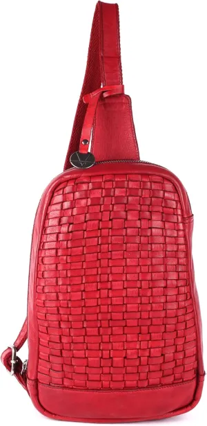Genuine Leather Body Bag Unisex Trendy Casual Travelling Essentials Kept Bag, Durable Secure Travel Red