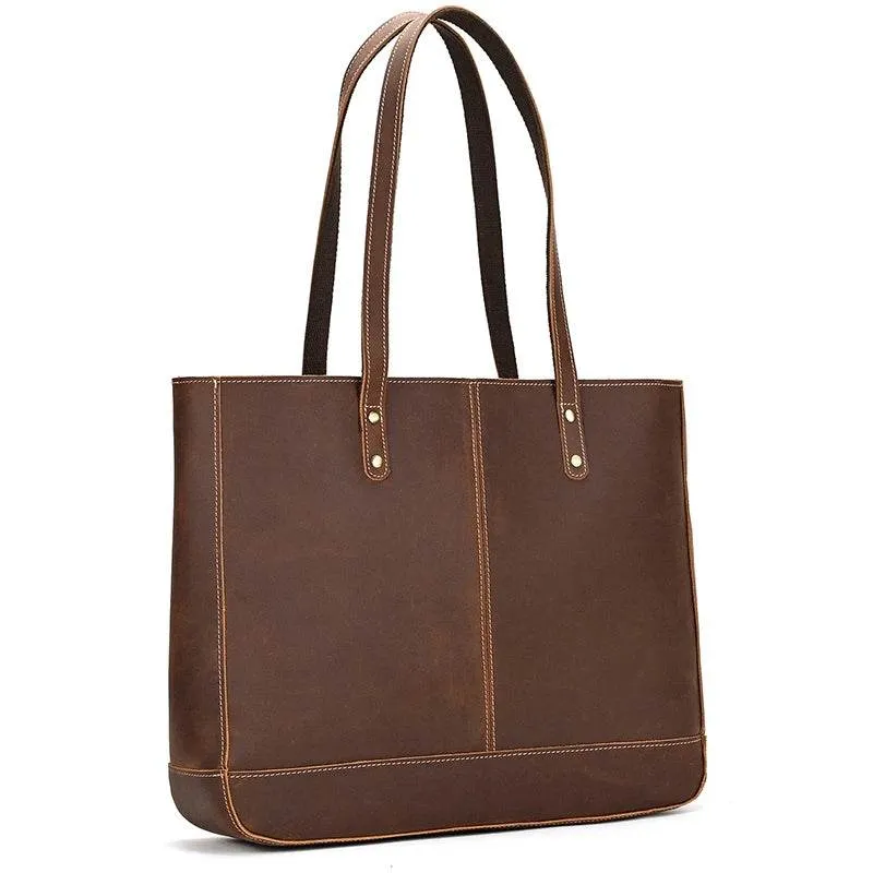 Genuine Leather Business Tote for Women with Makeup Bag Combo