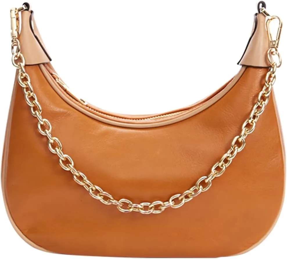 Genuine Leather Crescent Bag for Women: Fashion Ladies Hobo Purse - Retro Shoulder Handbag for Travel Work Commute