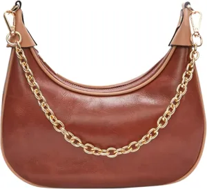 Genuine Leather Crescent Bag for Women: Fashion Ladies Hobo Purse - Retro Shoulder Handbag for Travel Work Commute
