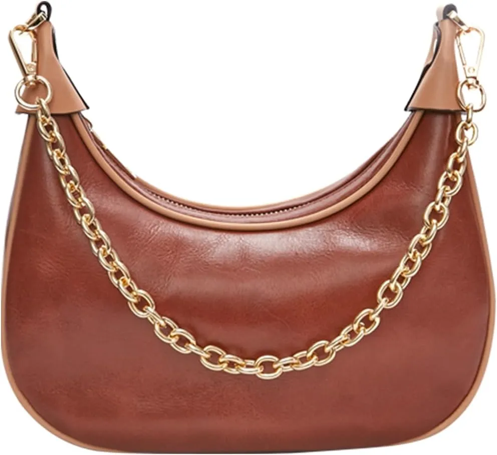 Genuine Leather Crescent Bag for Women: Fashion Ladies Hobo Purse - Retro Shoulder Handbag for Travel Work Commute