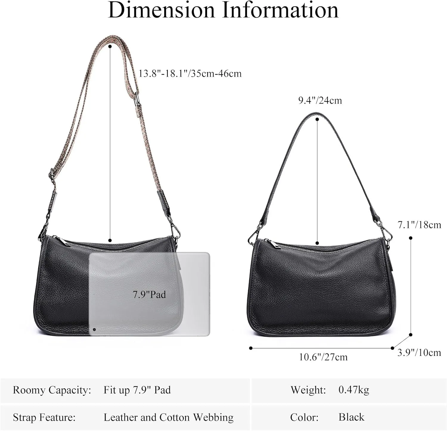 Genuine Leather Crossbody Bag Womens Lightweight Shoulder Purse ladies Small Hobo Handbag