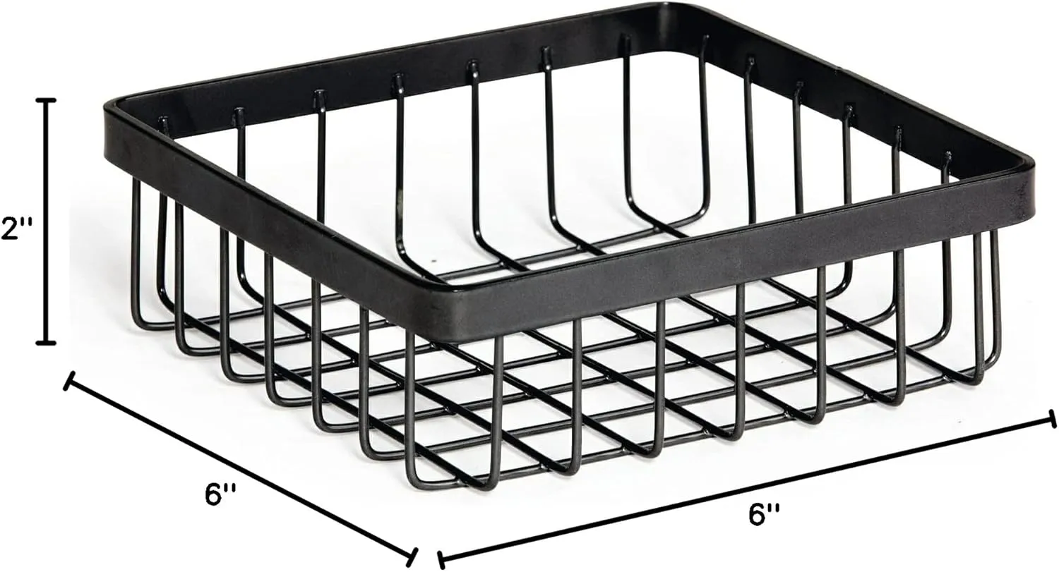 G.E.T. WB-662-MG Square Metal Storage Wire Basket for Pantry, Produce and More, 6" x 6" x 2"