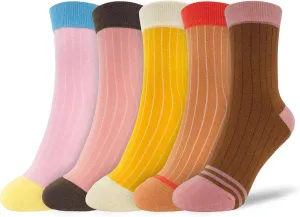 Gift Ideas for Men and Women Cute Colorful Funny Casual Cotton Fashion Novelty Crew Socks 5 Pair Packs