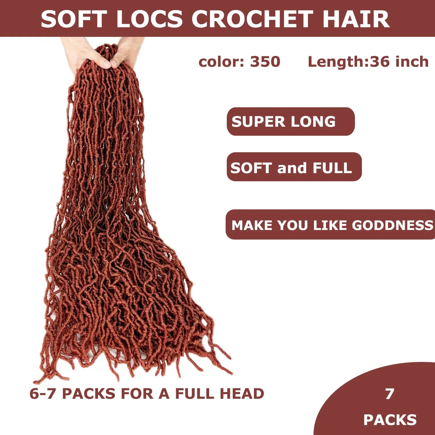 Ginger Soft Locs 36 inch Goddess Locs Faux Locs Crochet Hair for Black Women Whole Strand Pre-looped Long New Locs Braiding Hair Extension
