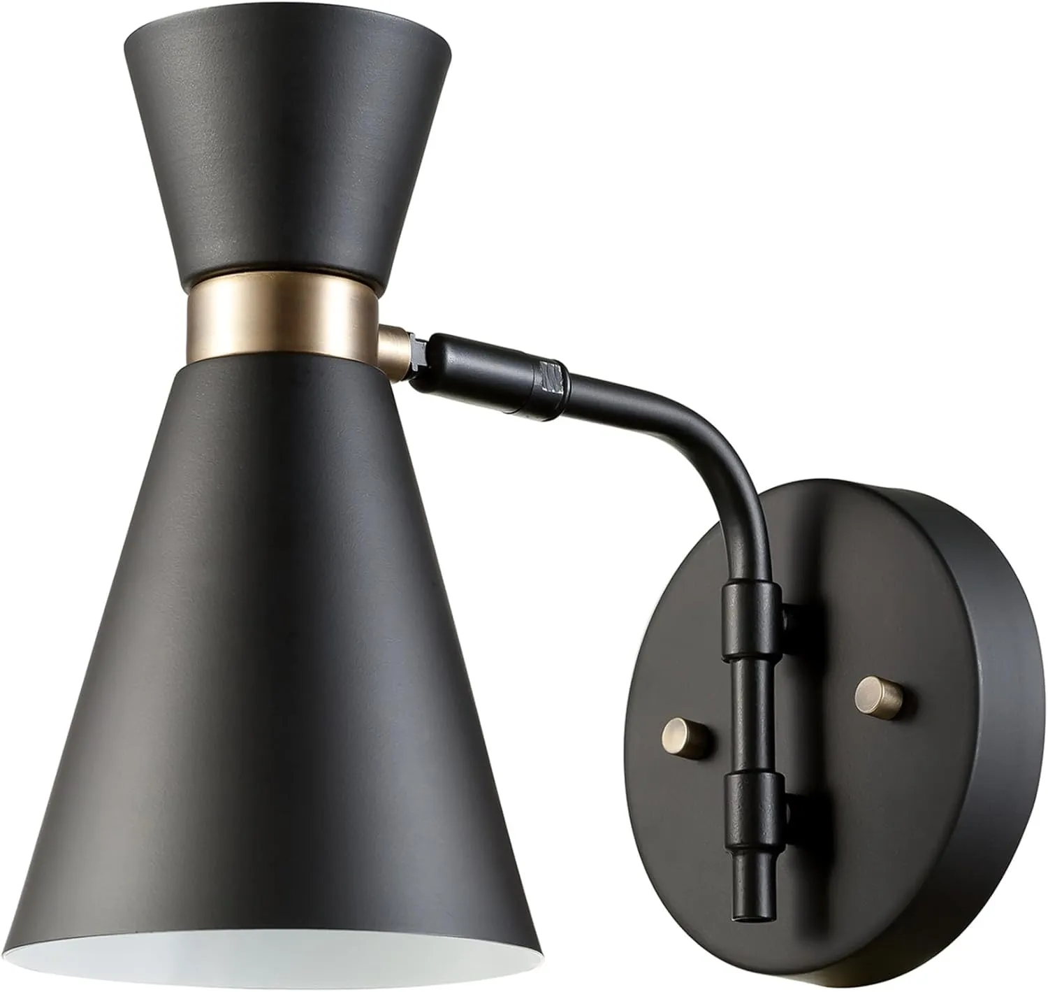Globe Electric 65855 Belmont 1-Light Wall Sconce, Satin Black, Gold Accents