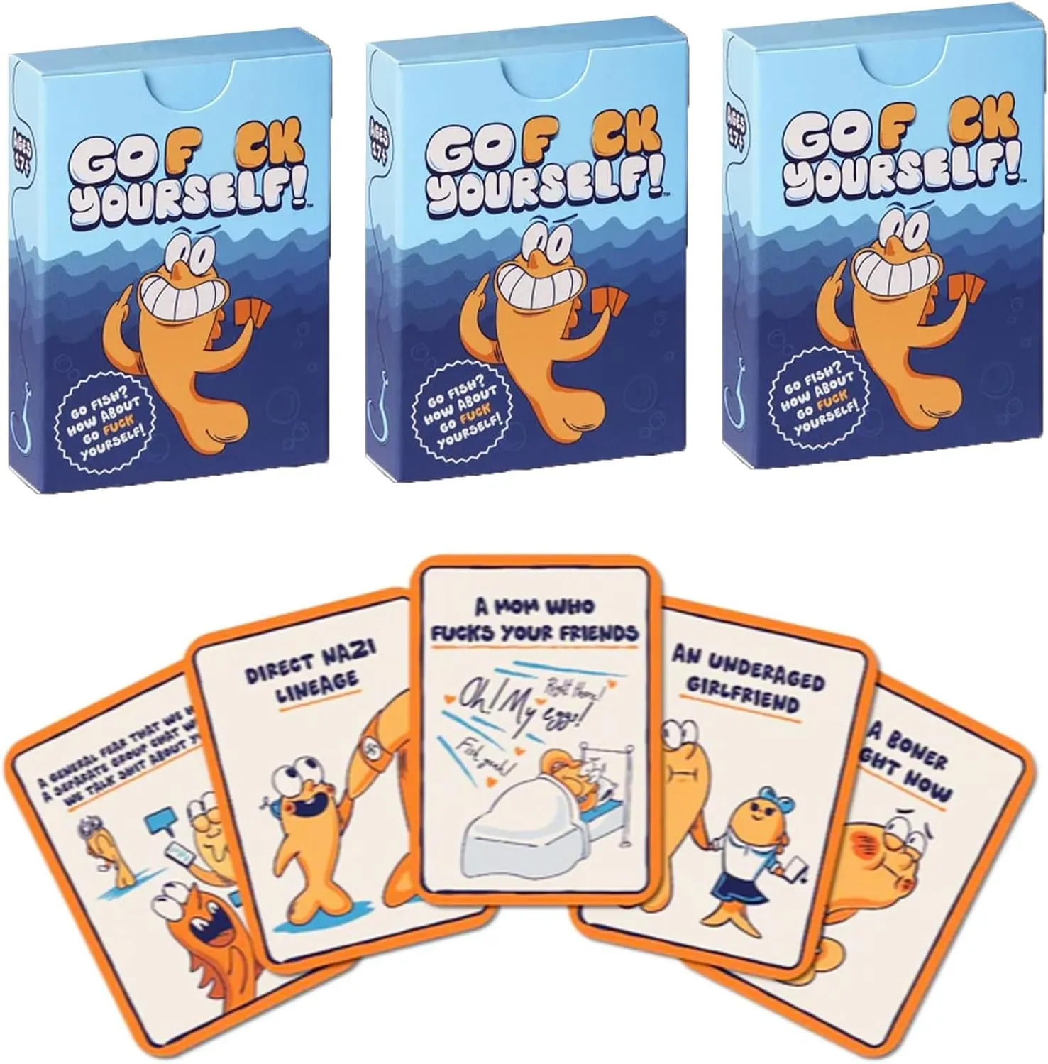 Go F Yourself Card Game, Go F Yourself Card Game 3 Pcs, Go Fish Go F Yourself Party Games for 2  Players Family, Go Fish Yourself Cards Game (48 Cards)