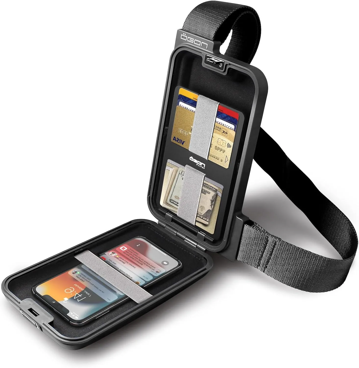ÖGON Aluminium Sling Bag Phone Bag & Wallet - Practical and Stylish with an Integrated Wallet