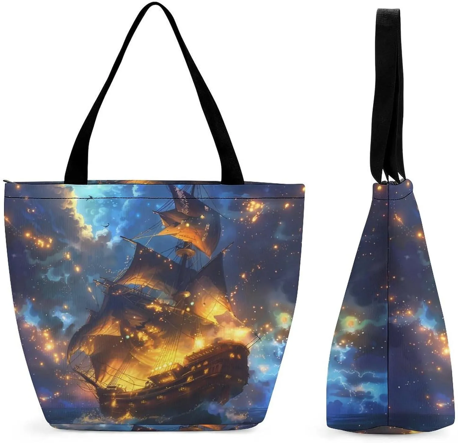 Gorgeous Sailing Battleships Women's Tote Bag Casual Shopping Bags Fashion Handbags Gifts for Travel Work Holiday