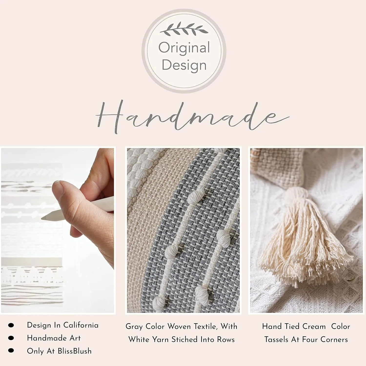 Gray Boho Lumbar Throw Pillow Cover 14x36 Grey Accent Long Body Lumbar Pillow for Bed Decorative Modern Bohemian Woven Textured Lumbar Pillow for Bed Cover ONLY
