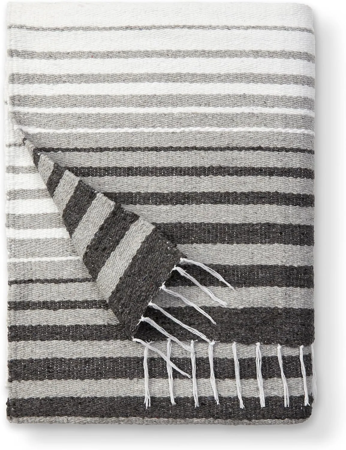 Gray Mexican Blanket by Laguna Beach Textile Co - Beach, Yoga, Camping, or Decorative Throw Blanket - Traditional Handmade Serape - Gray Tulum