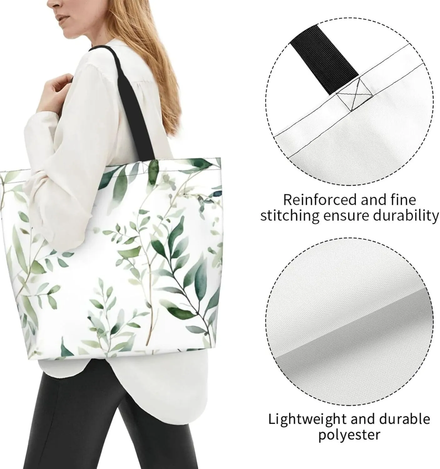 Grocery Bag Reusable Tote Bag Foldable Blue Rose Shopping Bag Handbag Washable Shoulder Bag for Travel