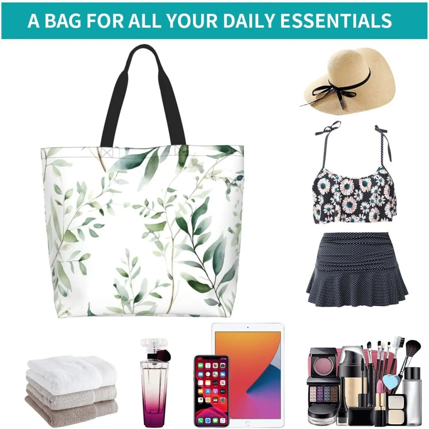 Grocery Bag Reusable Tote Bag Foldable Blue Rose Shopping Bag Handbag Washable Shoulder Bag for Travel