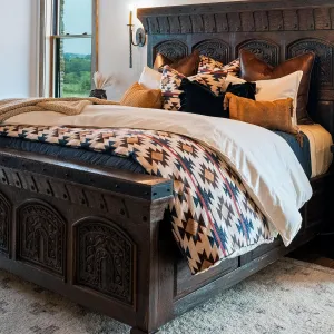 H HIEND ACCENTS Tasha Polizzi for Paseo Road Mariella Western Bedding, 3 Piece Comforter Set, Queen Size, Chenille Red Blue Brown Aztec Bedding Set, Southwestern Tribal Bedding with Pillow Shams