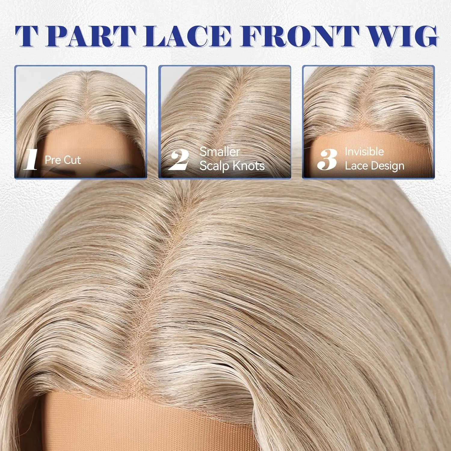 HAIRCUBE Glueless Synthetic Lace Front Wig, 18 Inch Ash Blonde Curly Wigs, Put on Go Layered Wigs for Women Daily Use